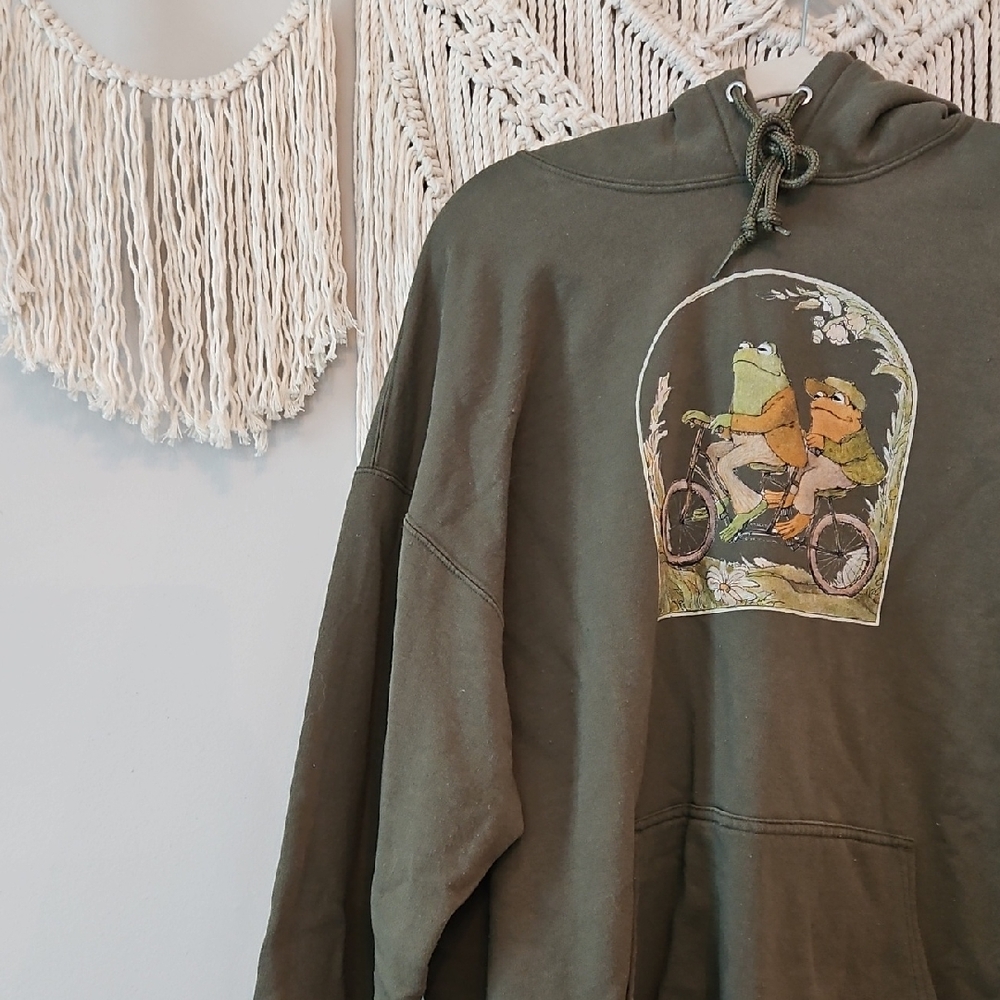 Green Hoodie with Frog and Toad Graphic